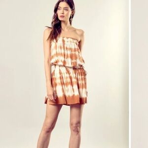 Mustard Seed Tie Dye Taupe Tube Top Romper size small